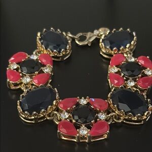 J Crew jewelled gold tone bracelet
